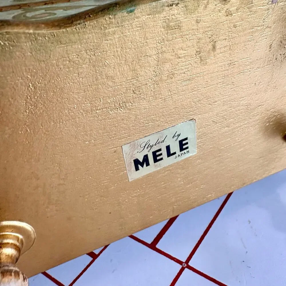 Vintage Mele Japan 4 Drawer Musical Jewelry Box Florentine Gold Red Velvet